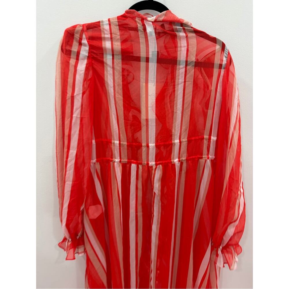PatBO Red and White Striped Sheer Ruffle Robe Cover - Picture 8 of 10